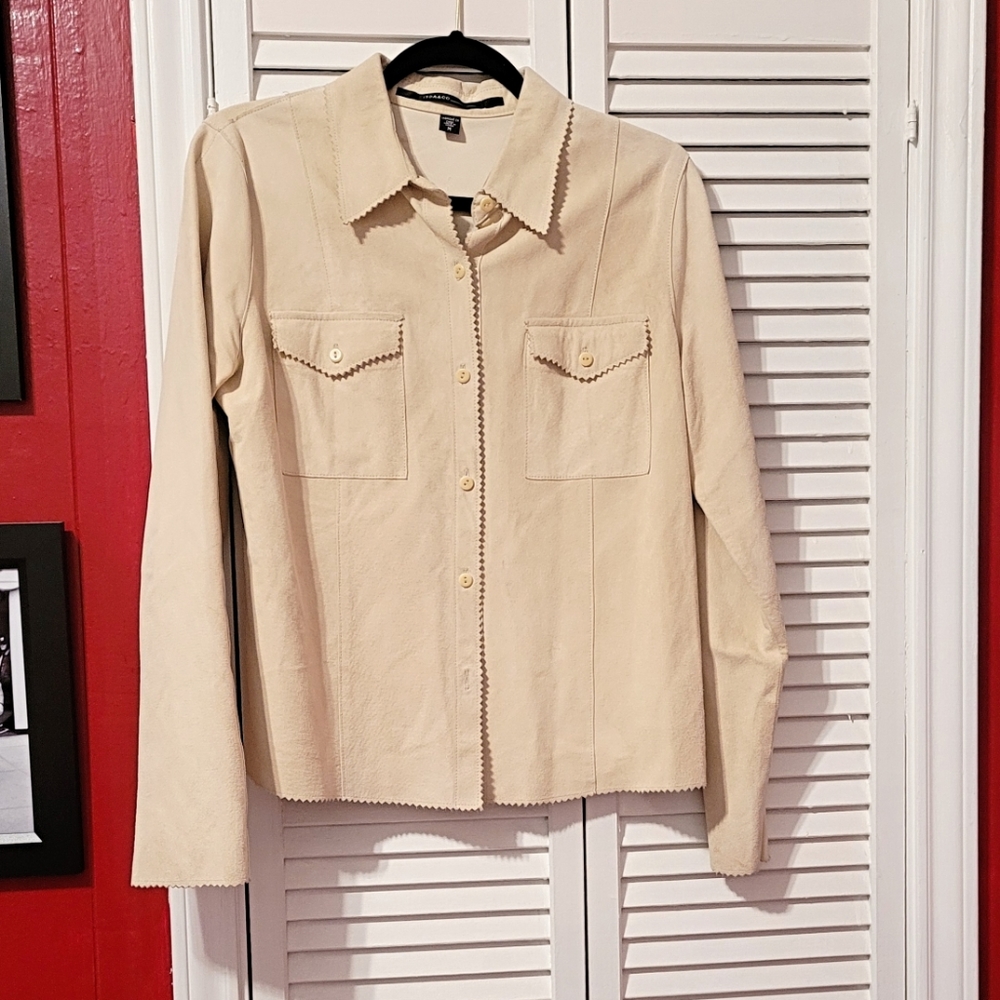 NWOT!! Isda & Co. Light Beige Suede Button Down Shirt Sz M